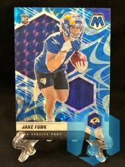2021 Panini Mosaic Jake Funk #381 Reactive Blue Prizm RC Rams